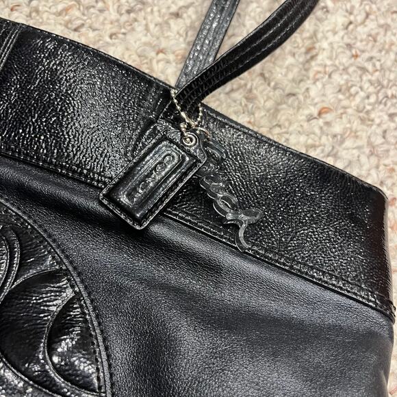 Coach Laura Signature Embossed Leather Tote Purse Preppy Work Office - Picture 3 of 9